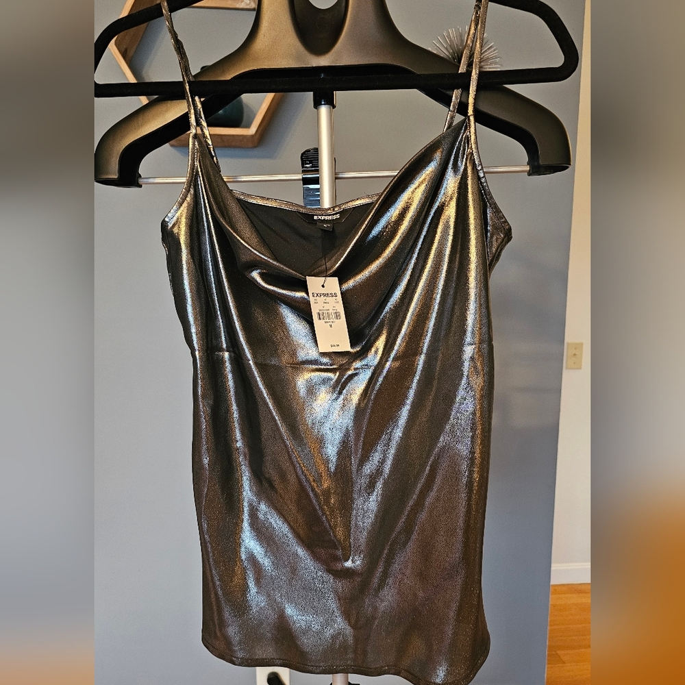 NWT EXPRESS CAMI TOP - SILVER/GRAY/ METALLIC COLOR - Medium
